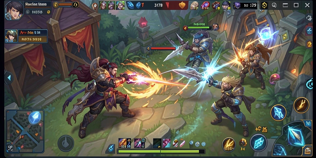 Tampilan seru pertempuran saat memainkan 3178 di arena MOBA.