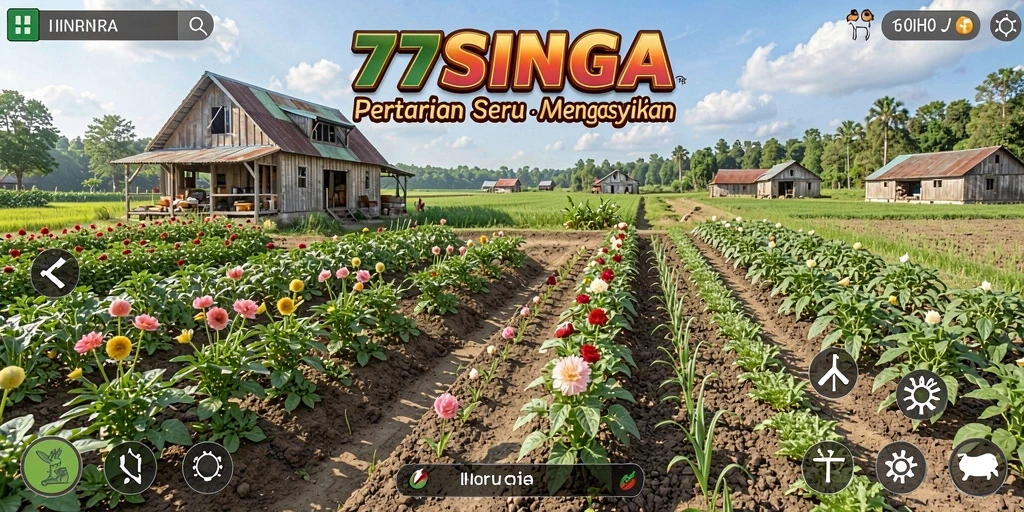 Tangkapan layar menunjukkan antarmuka game pertanian yang cerah dan menyenangkan.