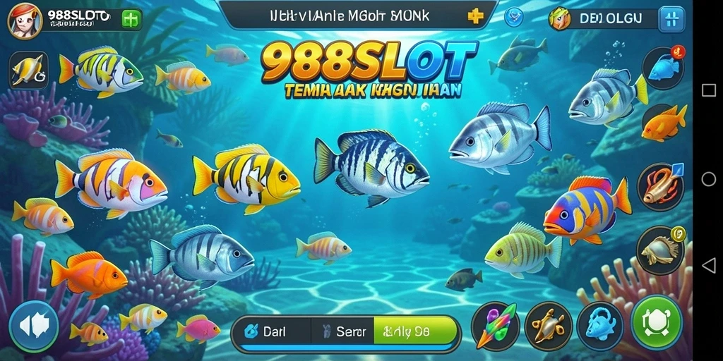 Screenshot dari gameplay seru 988SLOT yang menampilkan aksi Tembak Ikan.