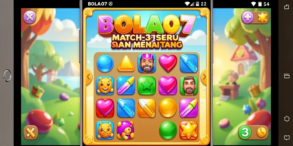 Tangkapan layar BOLA07 menampilkan gameplay seru Match-3.