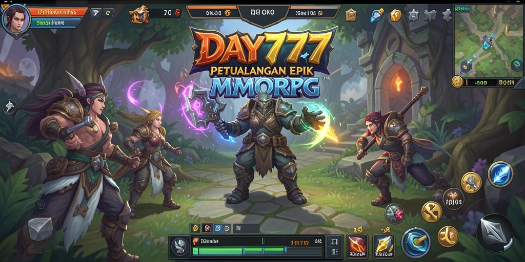 Screenshot gameplay DAY777 menampilkan aksi seru dalam pertempuran MMORPG.