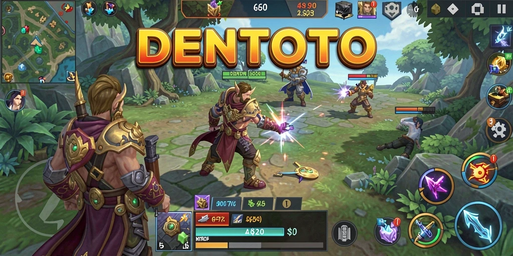 Tampilan gameplay DENTOTO yang menarik dengan strategi pertempuran yang mendalam.