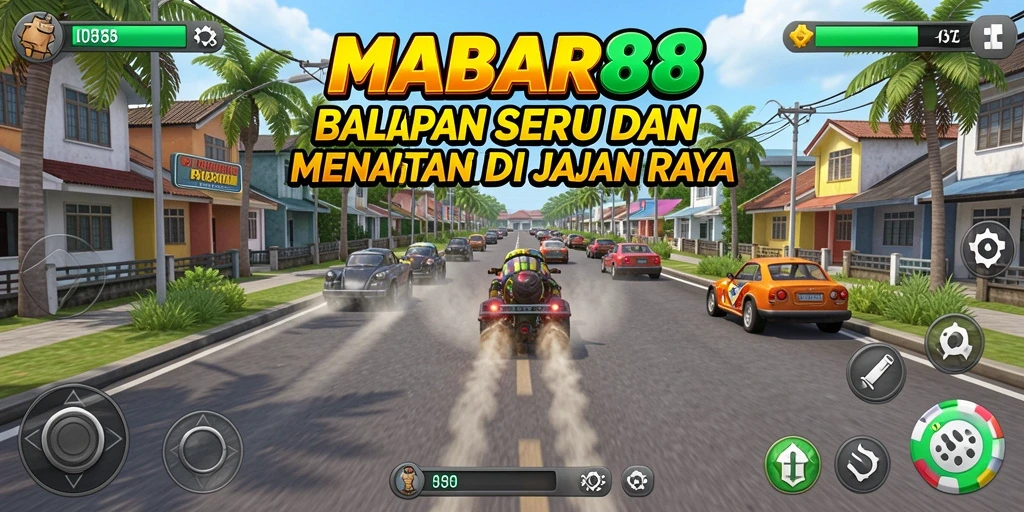 Screenshot dari gameplay MABAR88 yang menampilkan balapan yang intens.
