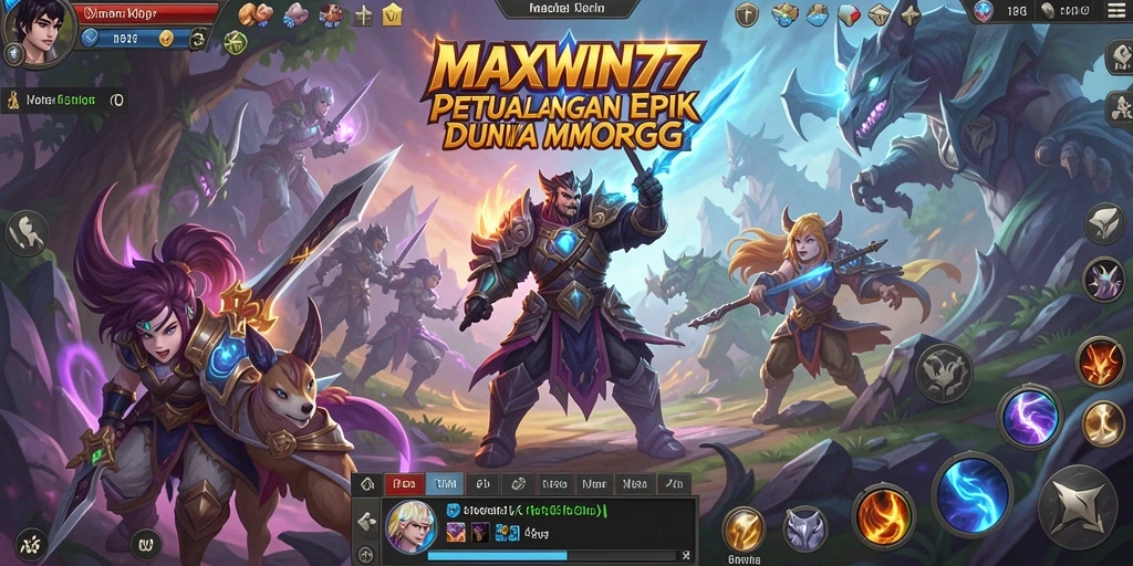 Screenshot gameplay <strong>MAXWIN77</strong> yang menunjukkan pertarungan epik di dunia MMORPG.