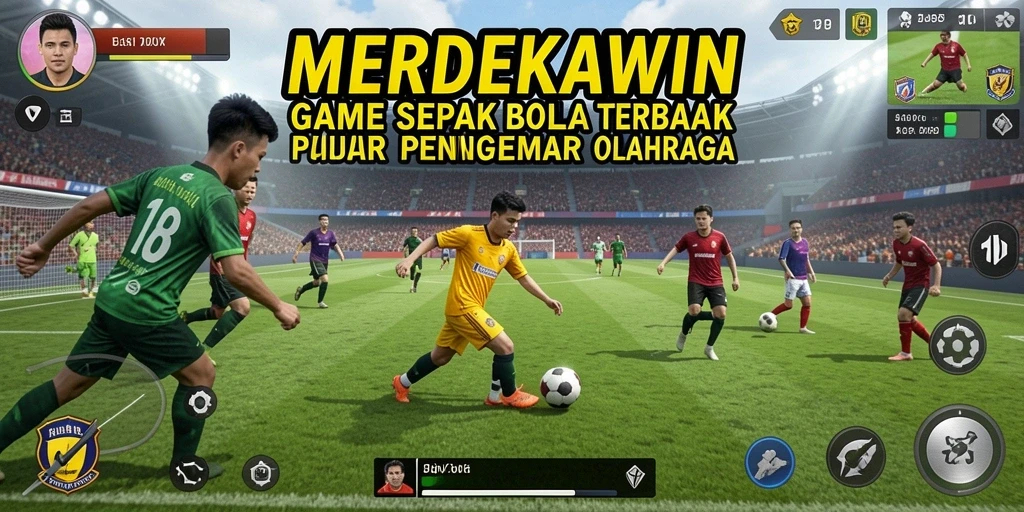 Tampilan gameplay menarik di lapangan sepak bola.