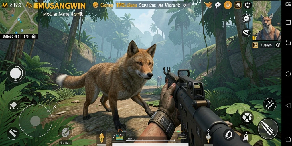Screenshot utama MUSANGWIN menampilkan aksi gameplay TPS yang menegangkan.