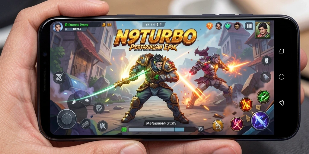 Tangkapan layar N9TURBO menampilkan aksi pertarungan yang menegangkan dan grafis yang memukau.