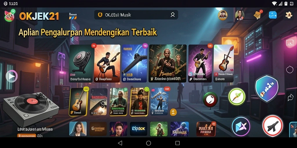 Tampilan gameplay OKJEK21 yang menarik saat menikmati musik.