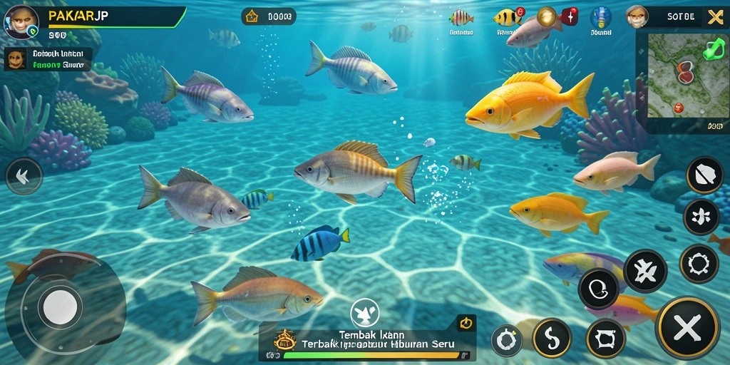 Tampilan gameplay PAKARJP dengan aksi tembak ikan yang seru.