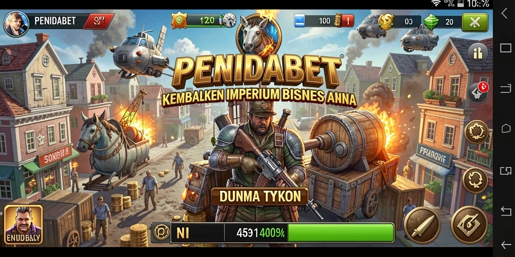 Screenshot gameplay PENIDABET menampilkan pembangunan bisnis yang menarik.