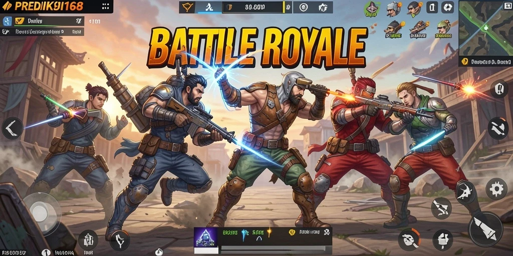 Tangkapan layar gameplay <strong>PREDIKSI168</strong> yang menampilkan pertarungan seru Battle Royale.