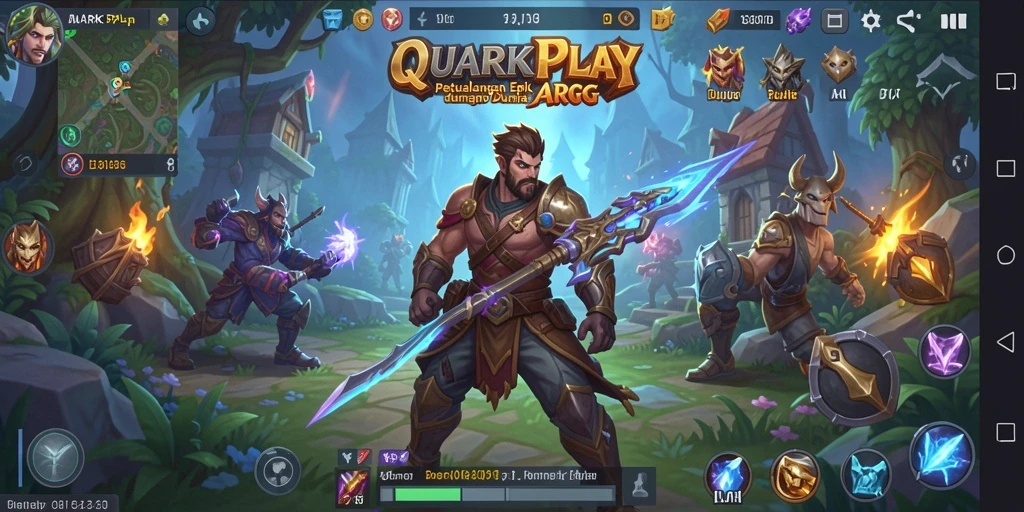 Tampilan gameplay epik dalam QUARKPLAY dengan aksi yang mendebarkan.