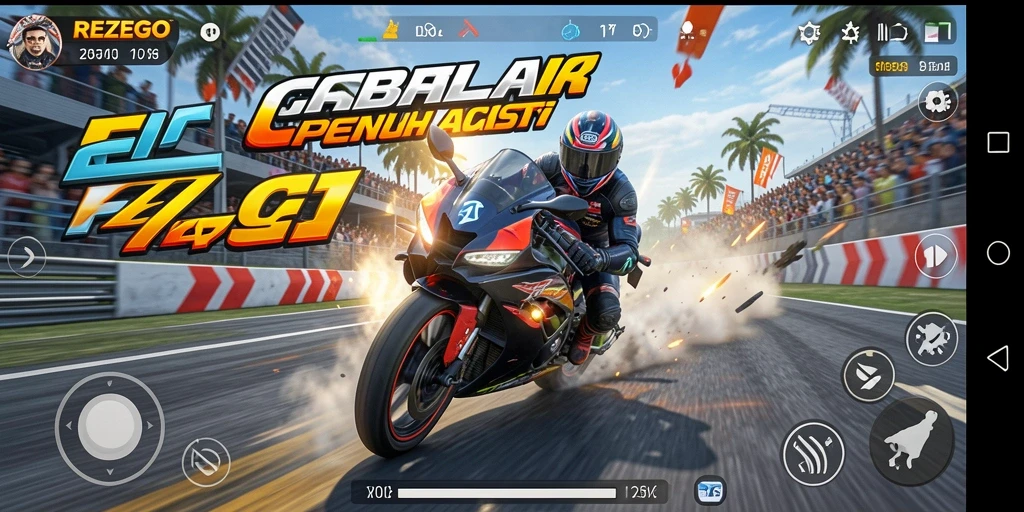 Gameplay seru balap motor di REZEGO yang menegangkan.