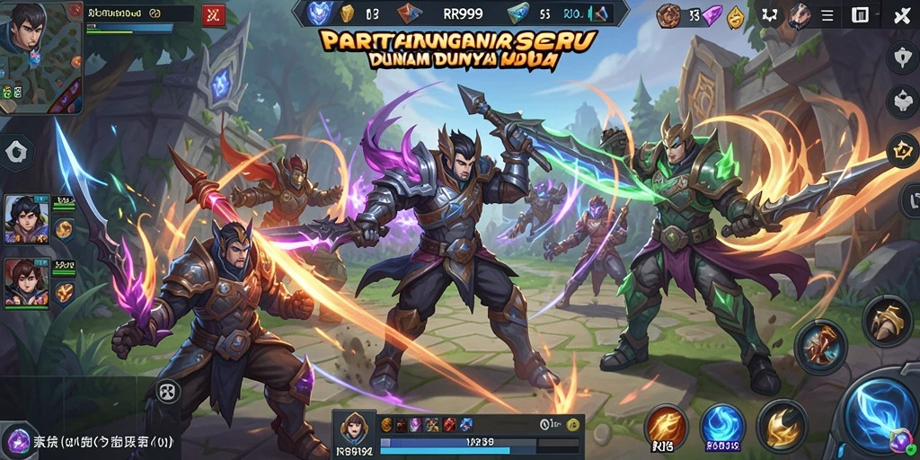 Tangkapan layar dari gameplay seru RR999 di arena pertempuran MOBA.