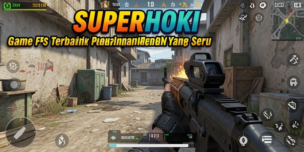 Tangkapan layar menunjukkan aksi menembak intens di SUPERHOKI.