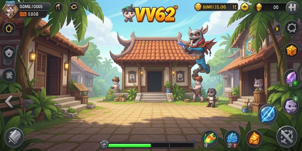 Screenshot gameplay VV62 menampilkan kemajuan dan aksi yang menarik dalam game Idle.